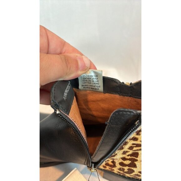 Blondo Women's Cheeta Print Acent Aqua protected Black Leather Booties Size 9 - Picture 5 of 13